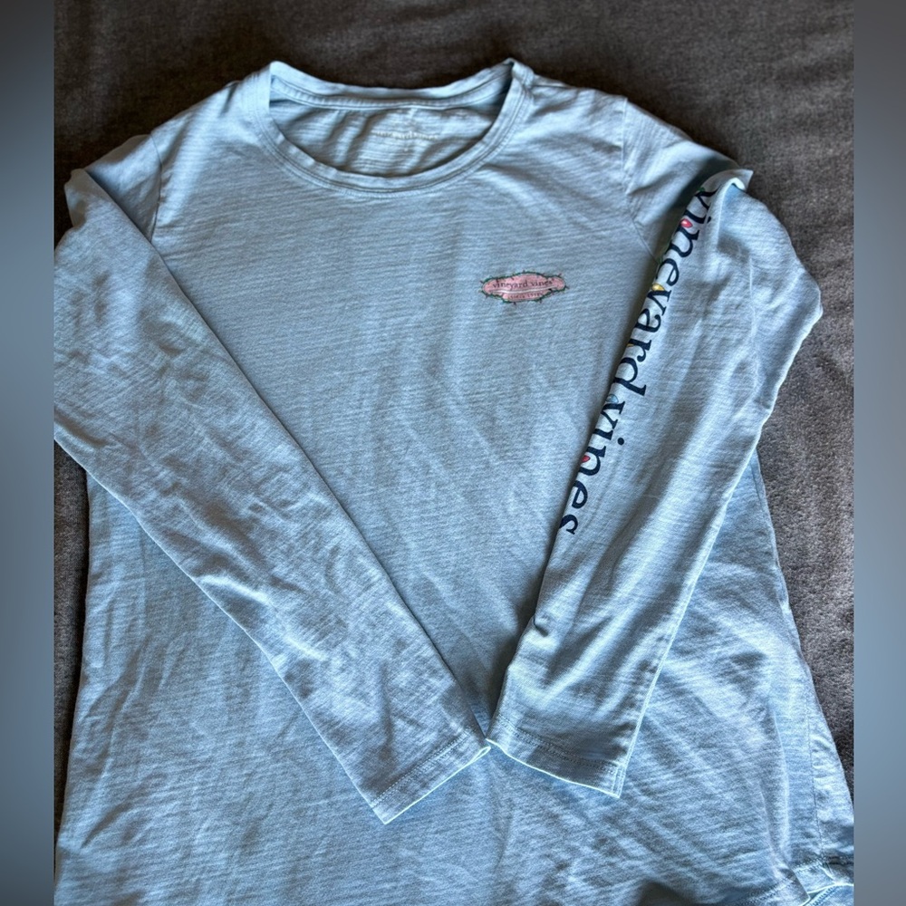 Vineyard Vines Christmas‎ Lifhts Special Edition Long Sleeve Light Blue SZ -S